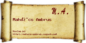 Mahács Ambrus névjegykártya